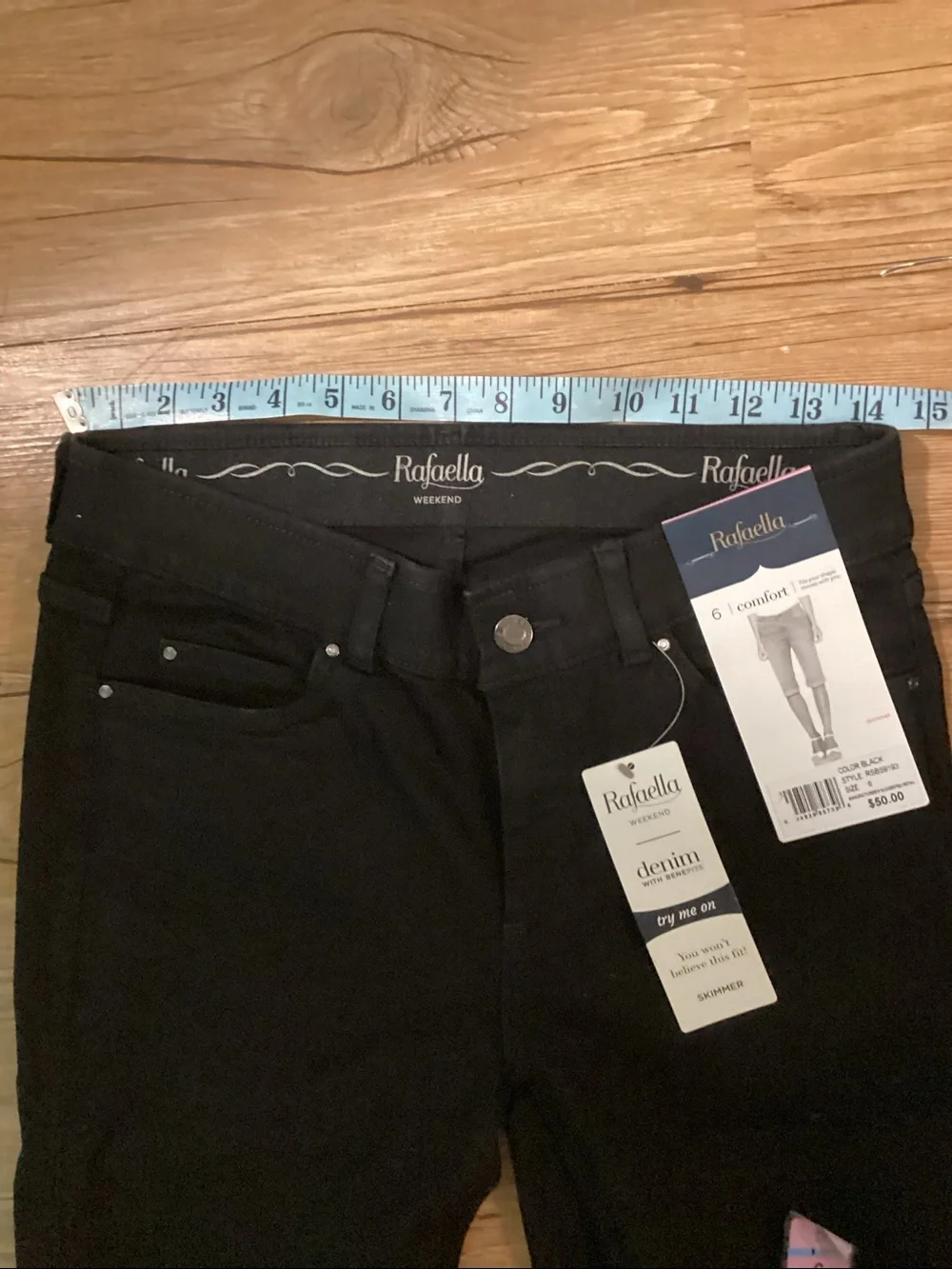 Rafaella - Weekend Denim Skimmer Shorts - Black - Size 6 - new